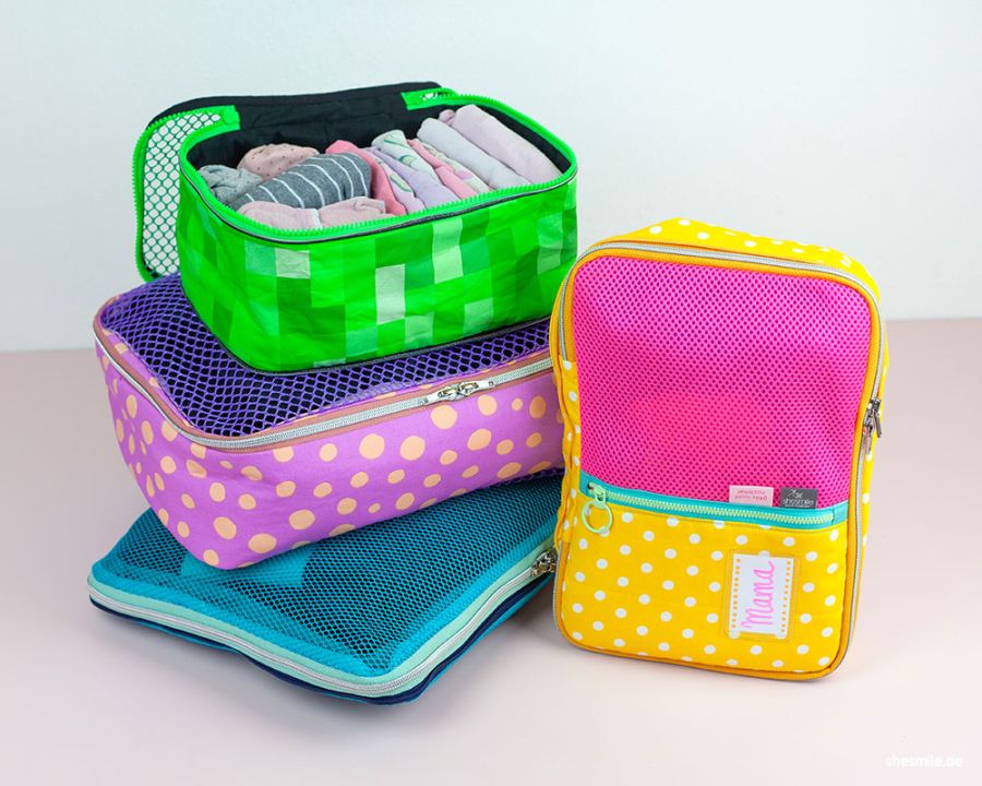Packwürfel ZipKram nähen: Schnittmuster für Koffer Organizer mit Kompression. Endlich Ordnung im Koffer. Platzsparend, praktisch und perfekt für Reisen.