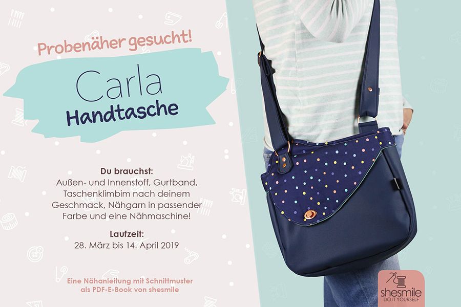 Probenäher gesucht! Handtasche Carla (Nähanleitung & Schnittmuster in 2 Größen)