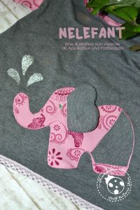 Elefant Nelefant, Applikationsvorlage und Nähanleitung von shesmile