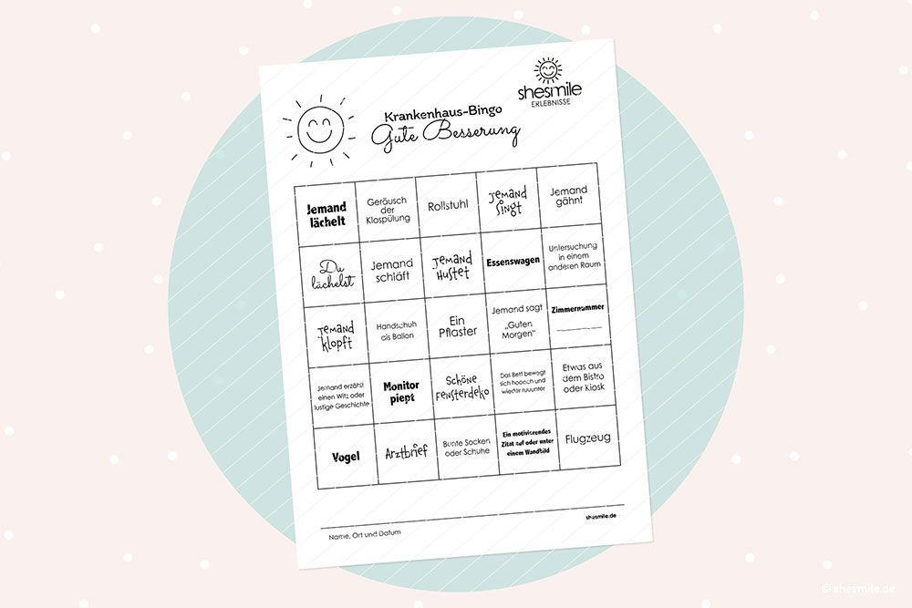 Krankenhaus-Bingo (Kostenlose Druckvorlage)