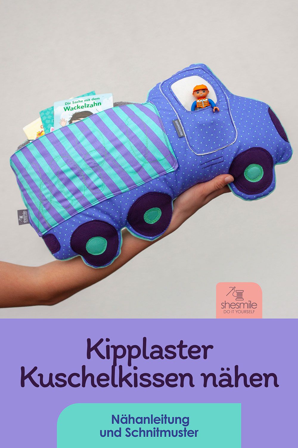 Kipplaster-Kuschelkissen "Karl" (Nähanleitung & Schnittmuster)