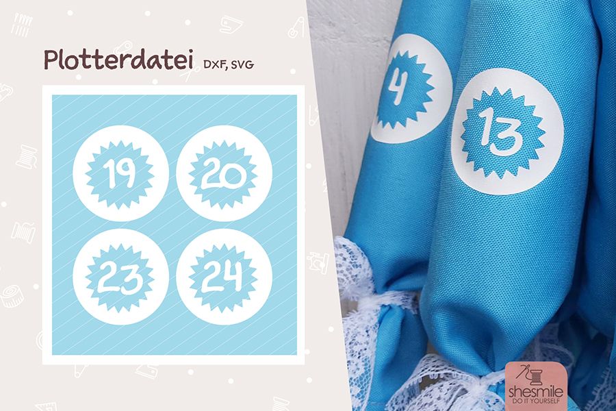 Plotterdatei für Plottergeräte und Druckvorlage für Adventskalender Zahlen.