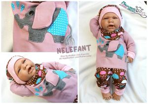Elefant Nelefant, Applikationsvorlage und Nähanleitung von shesmile