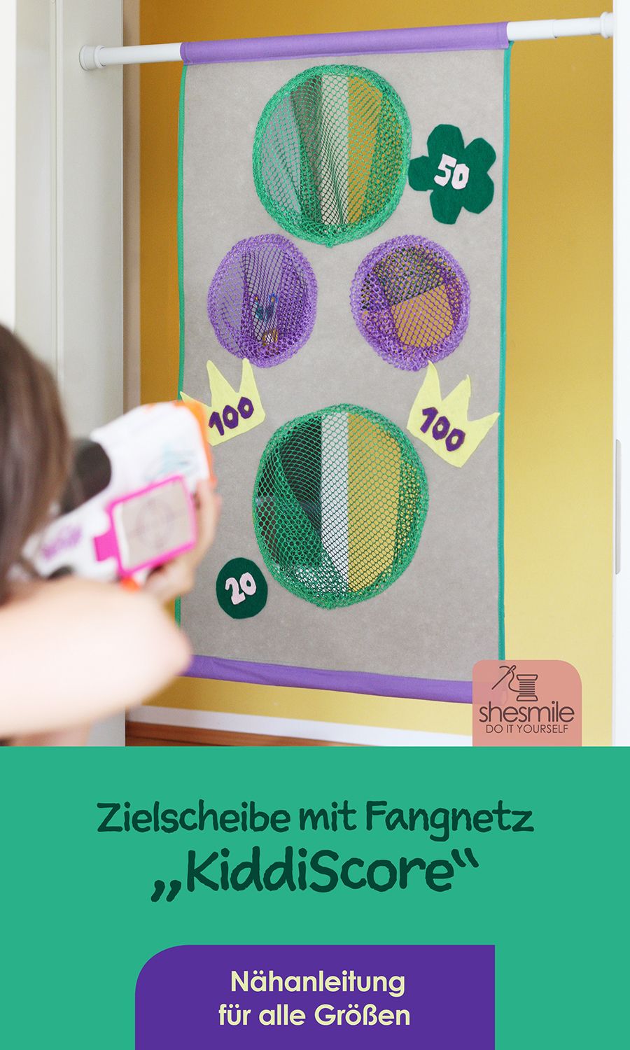 Zielscheibe mit Fangnetz KiddiScore (Nähanleitung für alle Größen)