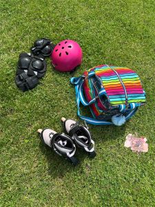 Inline Skates Tasche SusiSkates genäht von Evashandmade, Nähanleitung und Schnittmuster von shesmile DIY.