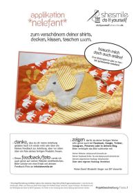Von mir erstellte Applikationsvorlage samt Nähanleitung für eine vielseitig einsetzbare Applikation des Nelefanten mit der Badehose.