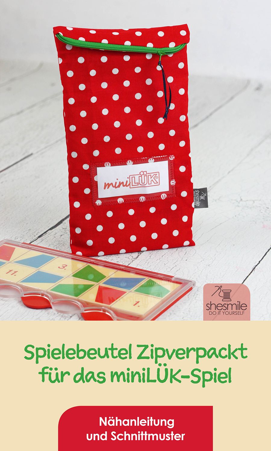 Ein Spielebeutel Zipverpackt für das MiniLÜK Spiel samt Übungsbücher