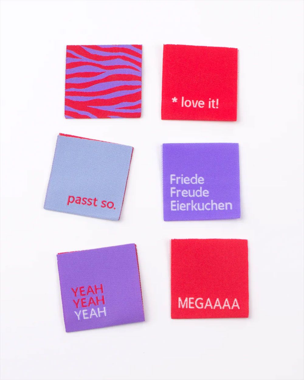 Weblabel 6er-Set lilac/rot von Konfetti Patterns
