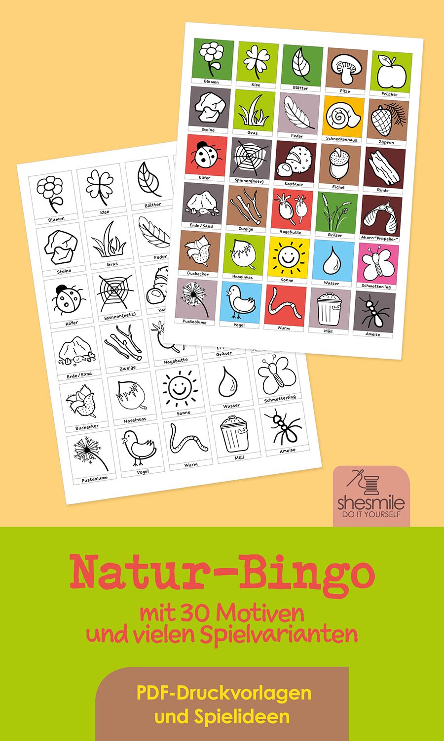 Natur-Bingo für Kinder (Druckvorlagen und Spielideen)