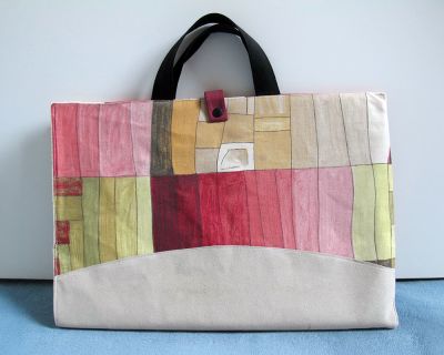 Zeichenmappe Kreativ5 von shesmile, genäht für mich um endlich meine A3 Papiere und Zubehör ordentlich aufbewahren zu können. Ich habe Stoff- und Velour-Kunstlederreste verwendet.