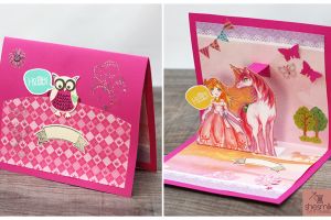 Meine Eulen Prinzessinnen Glitzer Kitsch Mädchen Popup-Karte (Ein Bastelabend mit Stampin' Up und Co.)