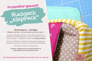 Probenäher gesucht! Rucksack "KlapPack" (Nähanleitung und Schnittmuster)