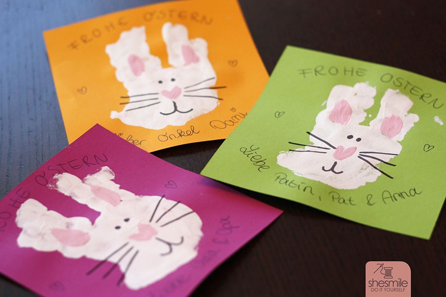 Ostergrußkarte "Hase Hand" (Bastelanleitung)