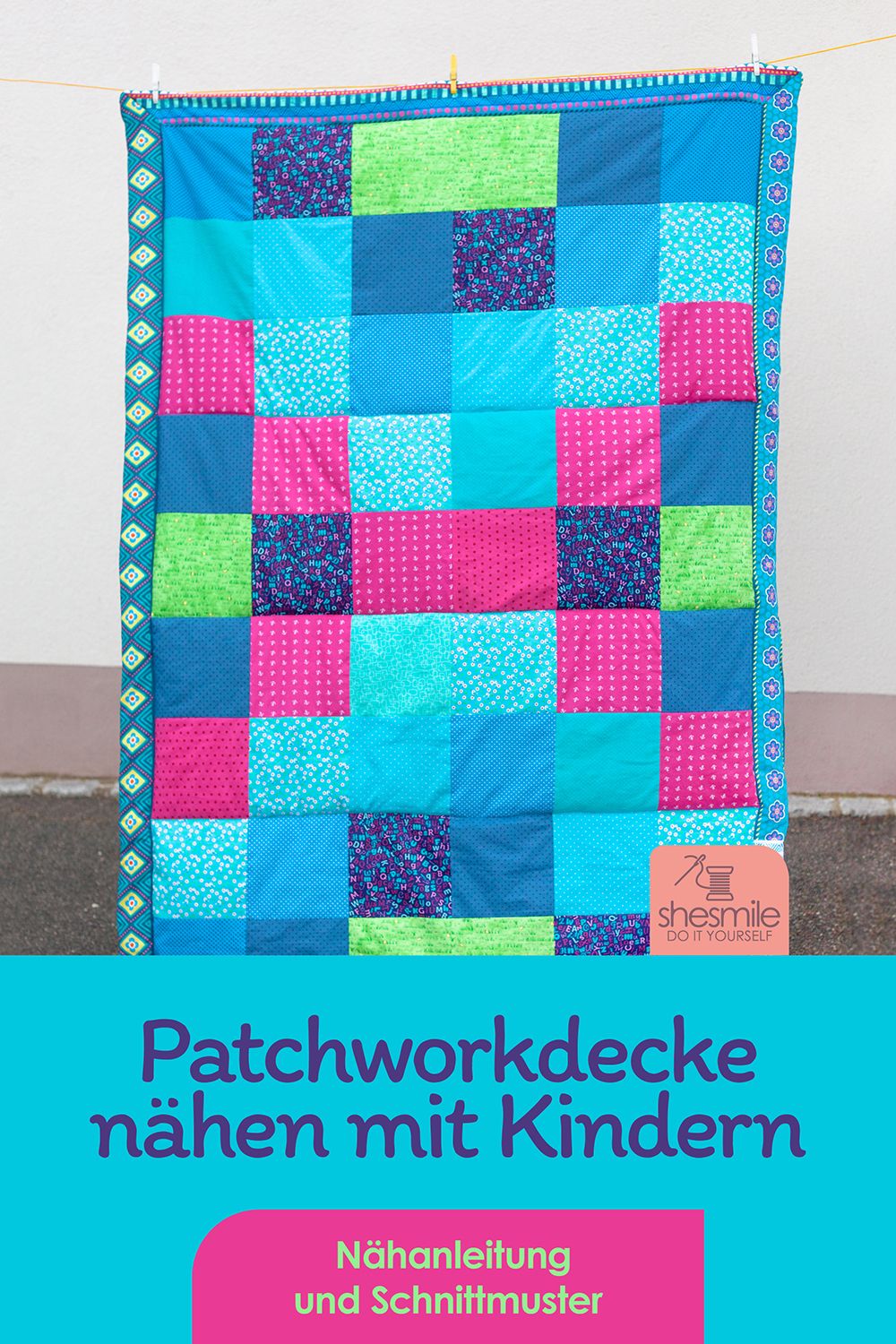 Eine Patchworkdecke "GerdaGemütlich" als Kuscheldecke für meine Tochter nähen