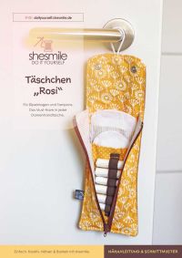 Nähanleitung und Schnittmuster gestaltet als PDF-E-Book für ein Täschchen mit Fächern für Slipeinlagen und Tampons "Rosi".