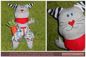 Kuscheltier Hase Lenny Lernhase, Schnittmuster und Nähanleitung von shesmile DIY.