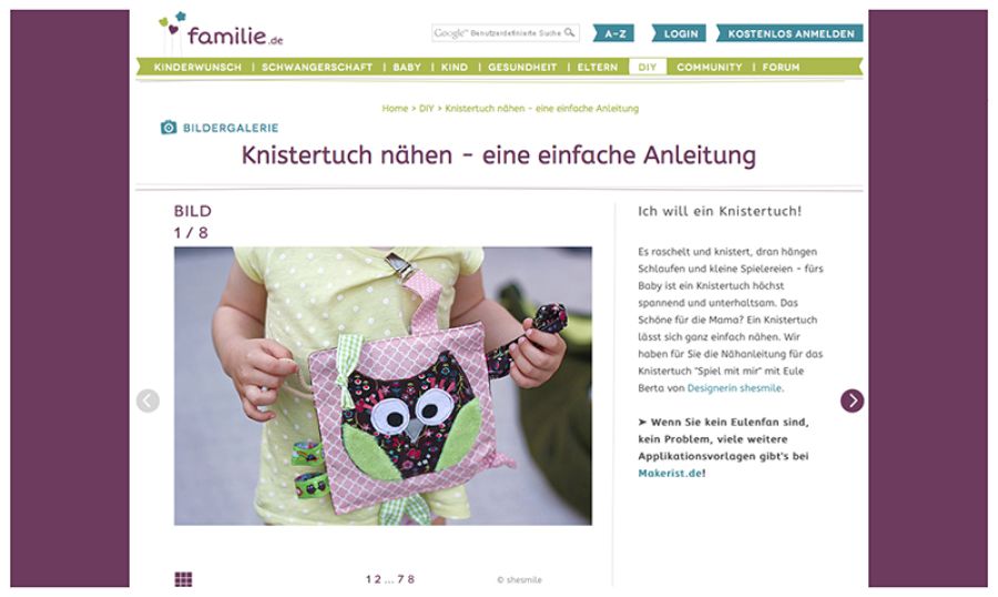 Meine Knistertuch Nähanleitung gratis bei familie.de