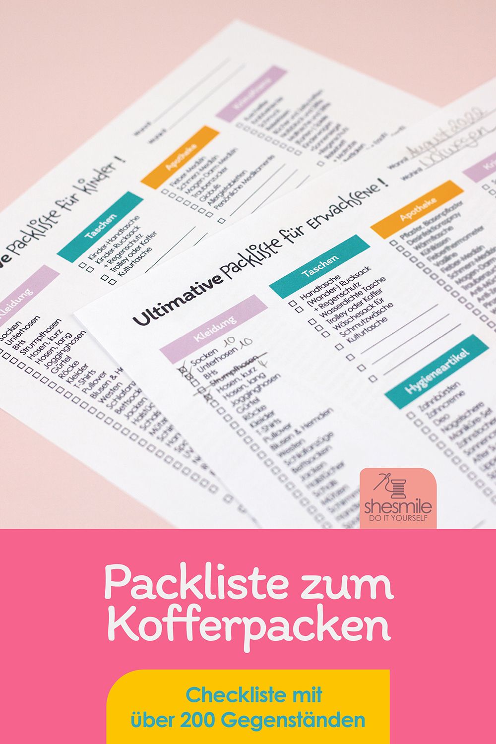 Packliste "Kofferpacken für den Urlaub" (Ideensammlung & Druckvorlage)