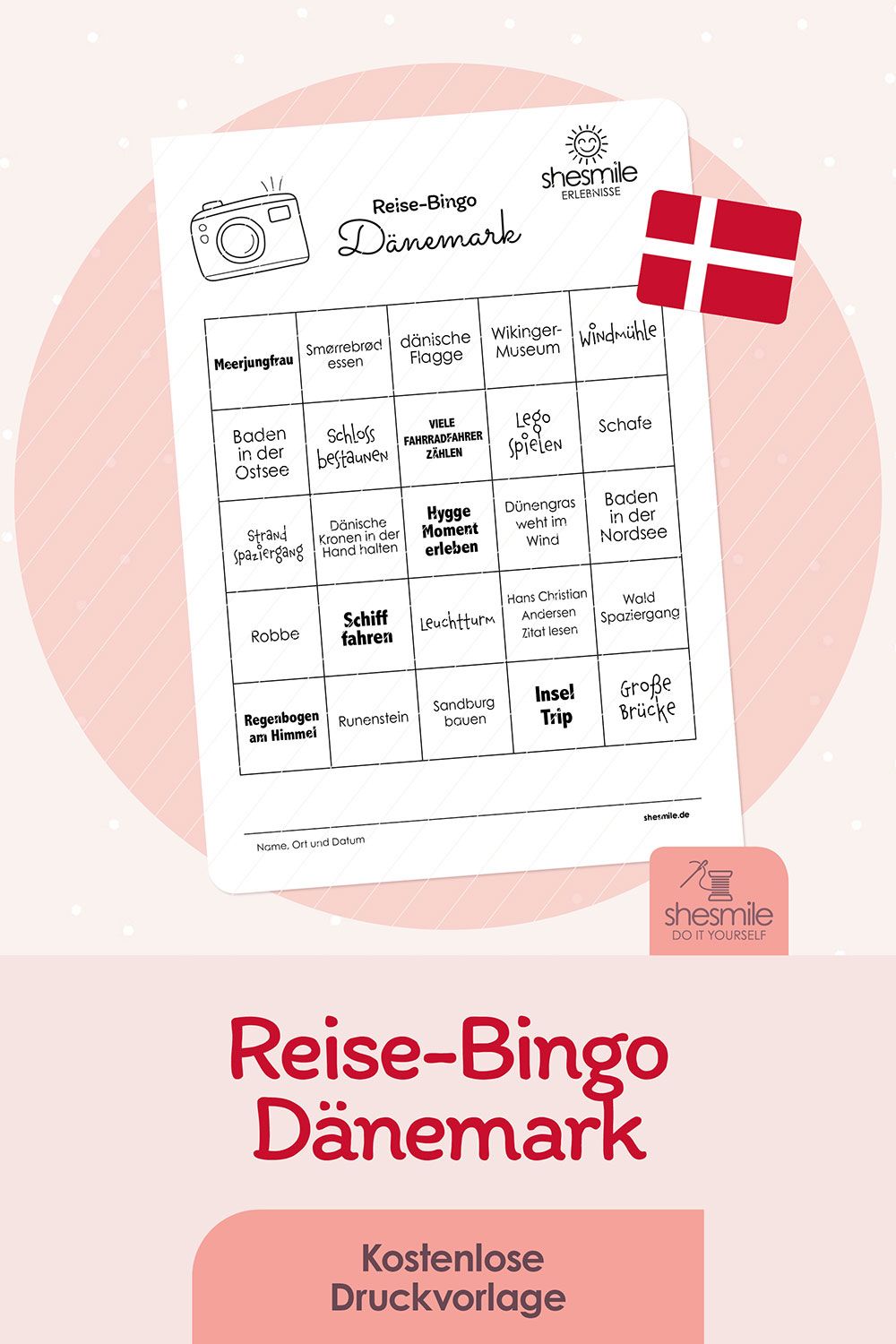 Dänemark Reise-Bingo (Kostenlose Druckvorlage)