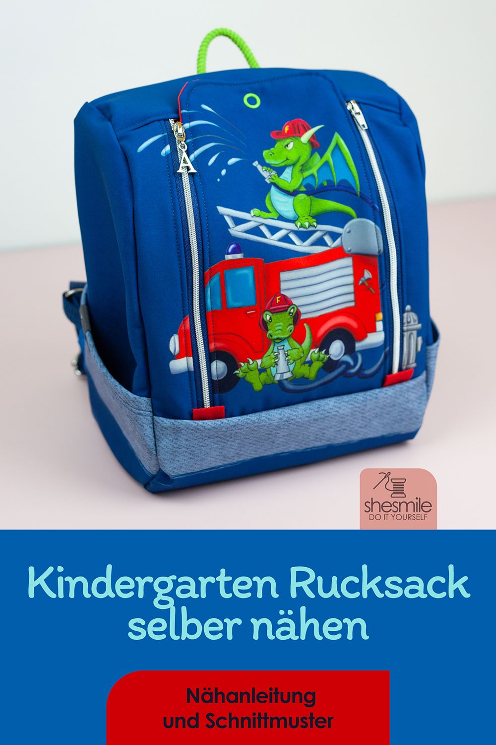 Ein Rucksack KlapPack aus dem Softshell-Panel Drachen-Feuerwehr nähen
