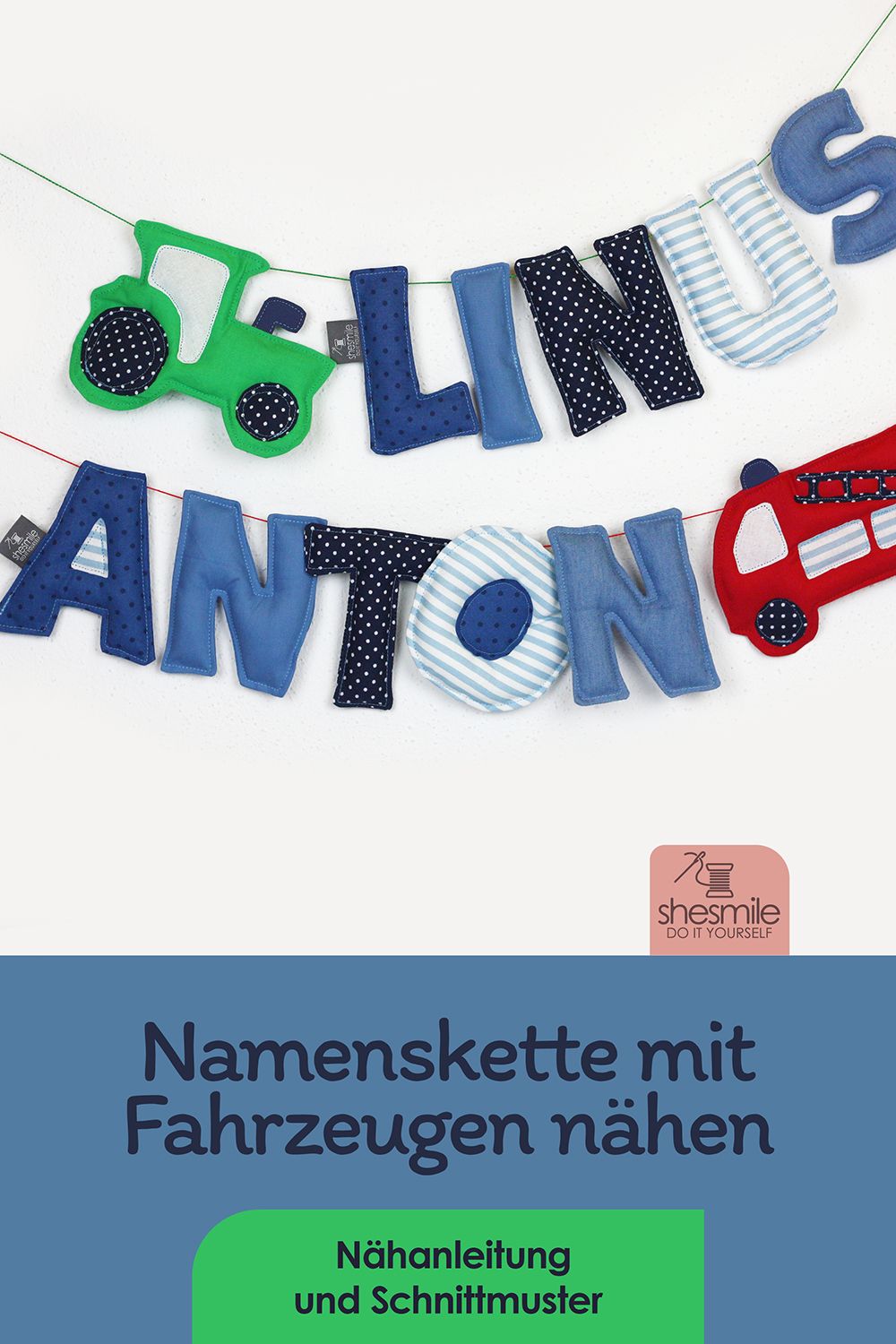 Eine Buchstabenkette Letterello für Anton und Linus
