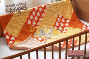 Krabbeldecke "Stripes" mit Nelefanten-Applikation
