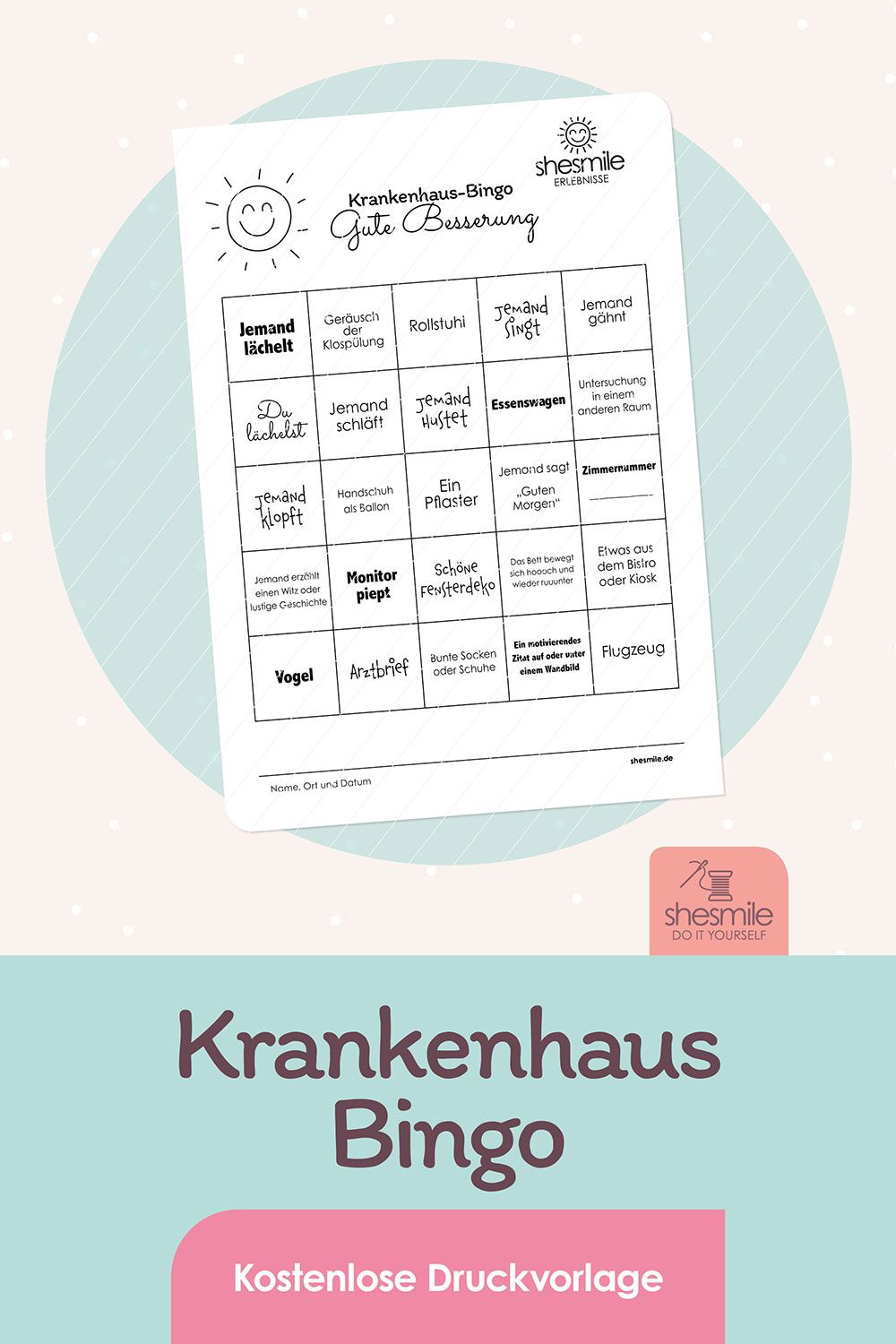 Krankenhaus-Bingo (Kostenlose Druckvorlage)