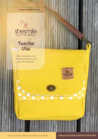 Nähanleitung und Schnittmuster gestaltet als PDF-E-Book für eine Handtasche bzw. Umhängetasche Ulla mit gefächertem Seitenfach.