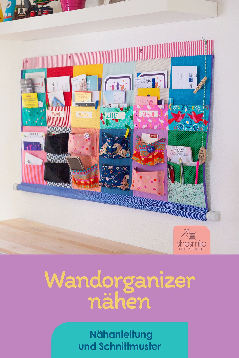 Einen Wandorganizer OttoOrdnung für den Zettelkram nähen