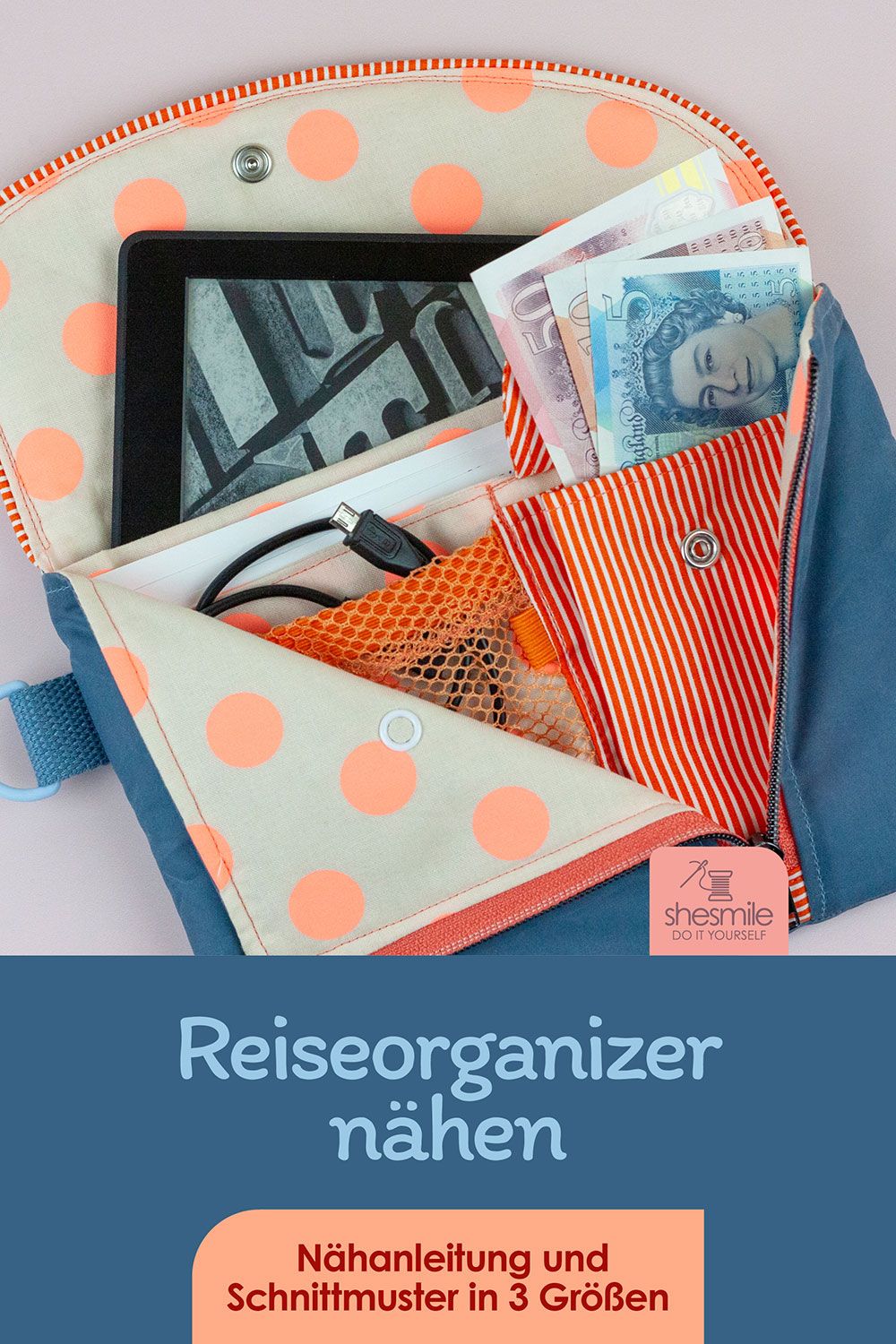 Eine Tasche Smartkram in 8“ Größe als Reiseorganizer für den Urlaub nähen