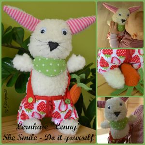 Kuscheltier Hase Lenny Lernhase, Schnittmuster und Nähanleitung von shesmile DIY.