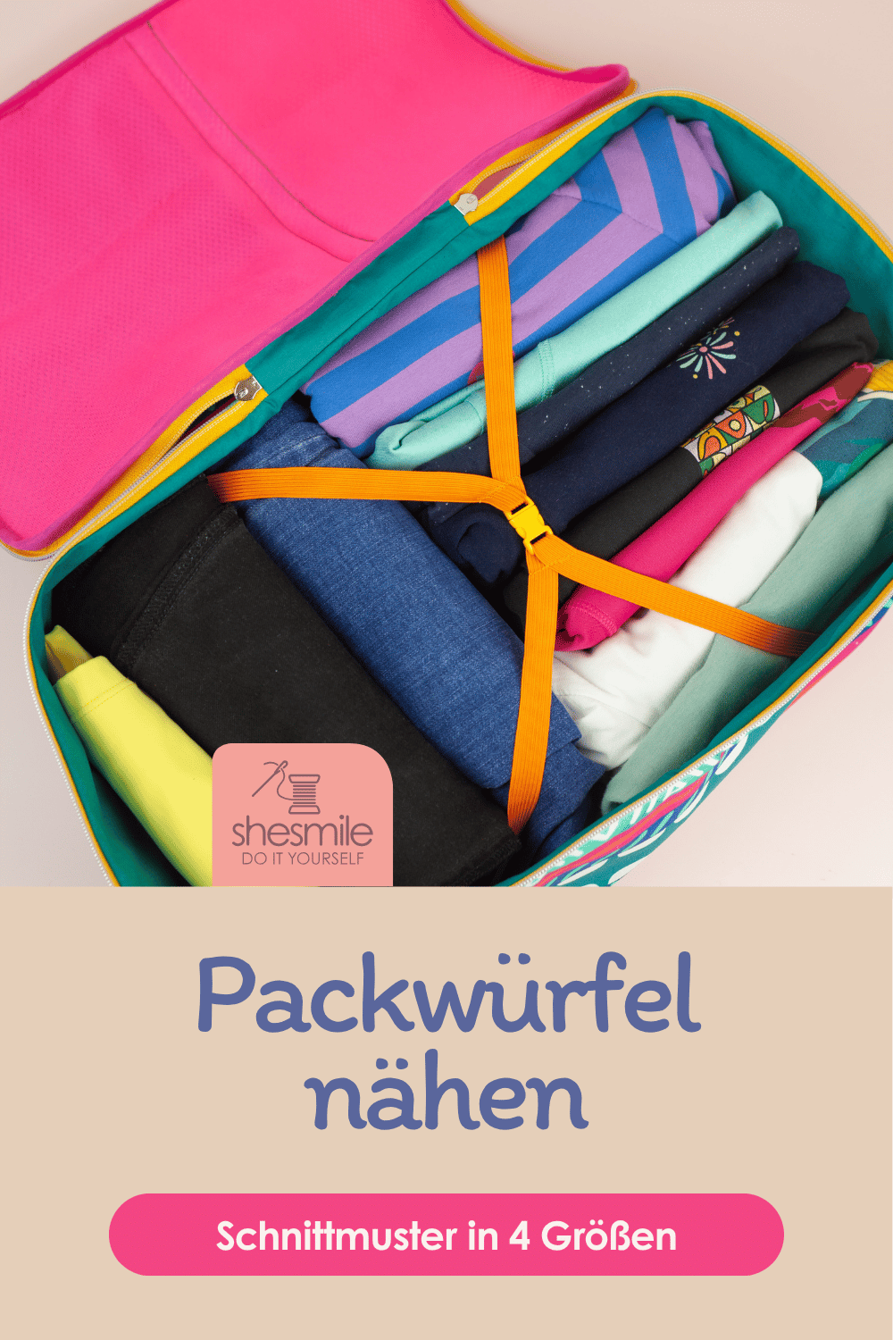 Kleidung ordentlich verpackt: XL-Packwürfel aus Bine-Brändle-Stoffen