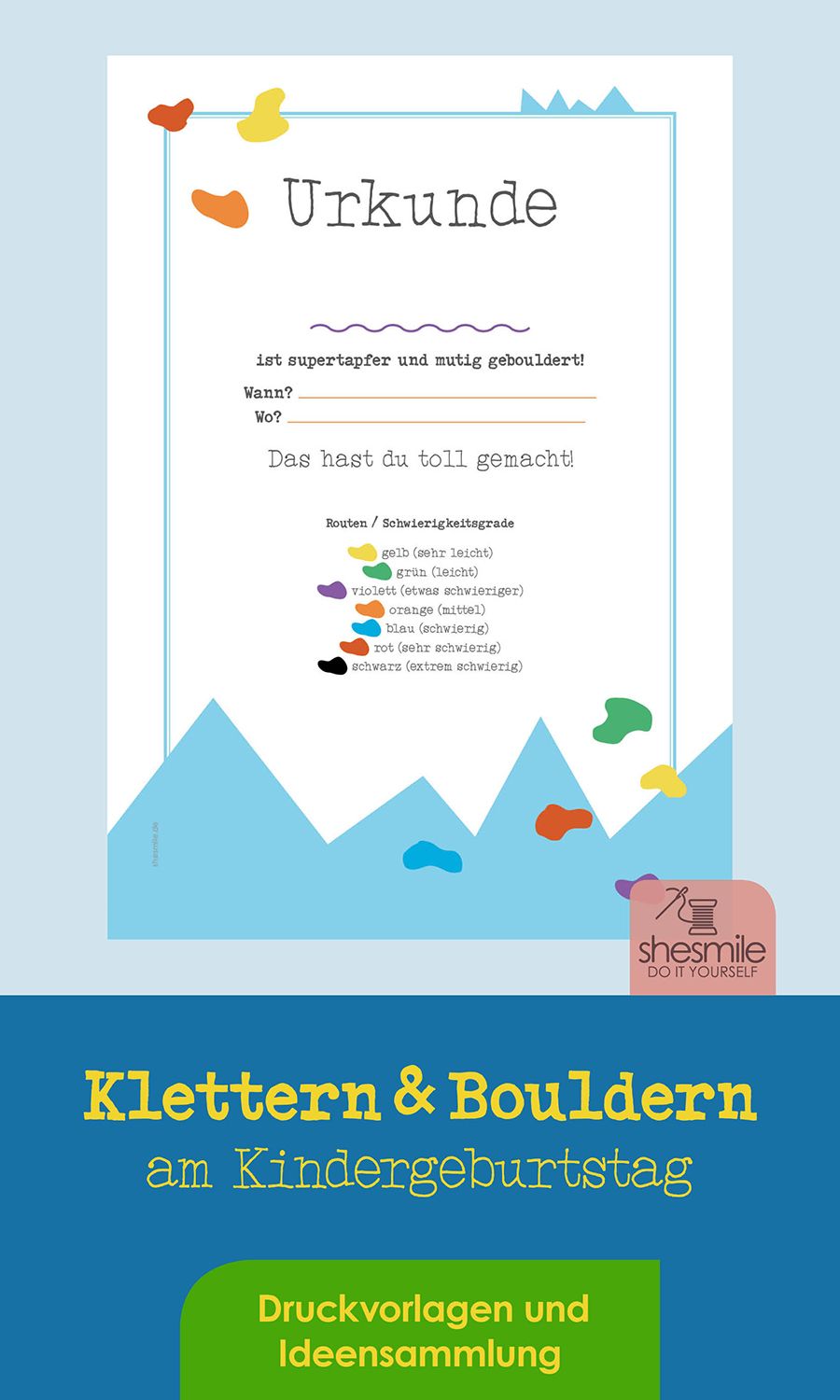 Bouldern und Klettern am Kindergeburtstag (Druckvorlagen und Ideensammlung)