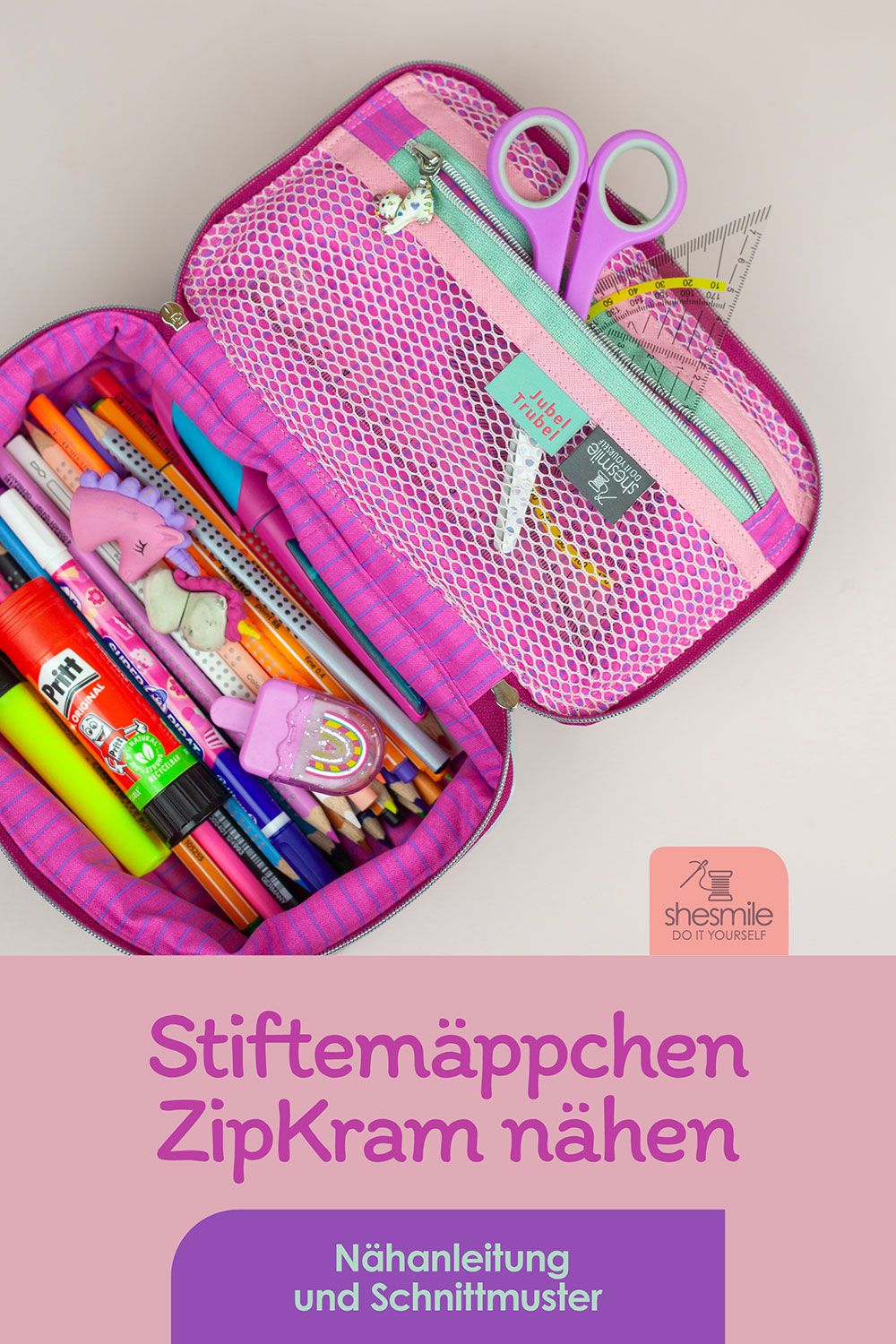 Ein Schlampermäppchen "ZipKram" zum Start in die 3. Klasse nähen