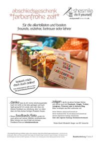 Kostenlose Bastelanleitung und Druckvorlage gestaltet als PDF-E-Book für Abschiedsgeschenke "Farbenfrohe Zeit" zum Selberbasteln.