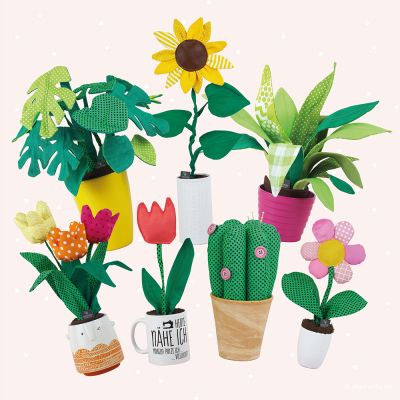 Nähanleitung und Schnittmuster gestaltet als PDF-E-Book von shesmile für Frieda Flower, die Zimmerpflanzen aus Stoff für Allergiker, das Kinderzimmer.