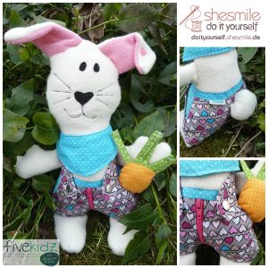Kuscheltier Hase Lenny Lernhase, Schnittmuster und Nähanleitung von shesmile DIY.