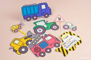 Fahrzeug-Party - Einladungskarte, Urkunde und Caketopper zum Ausdrucken