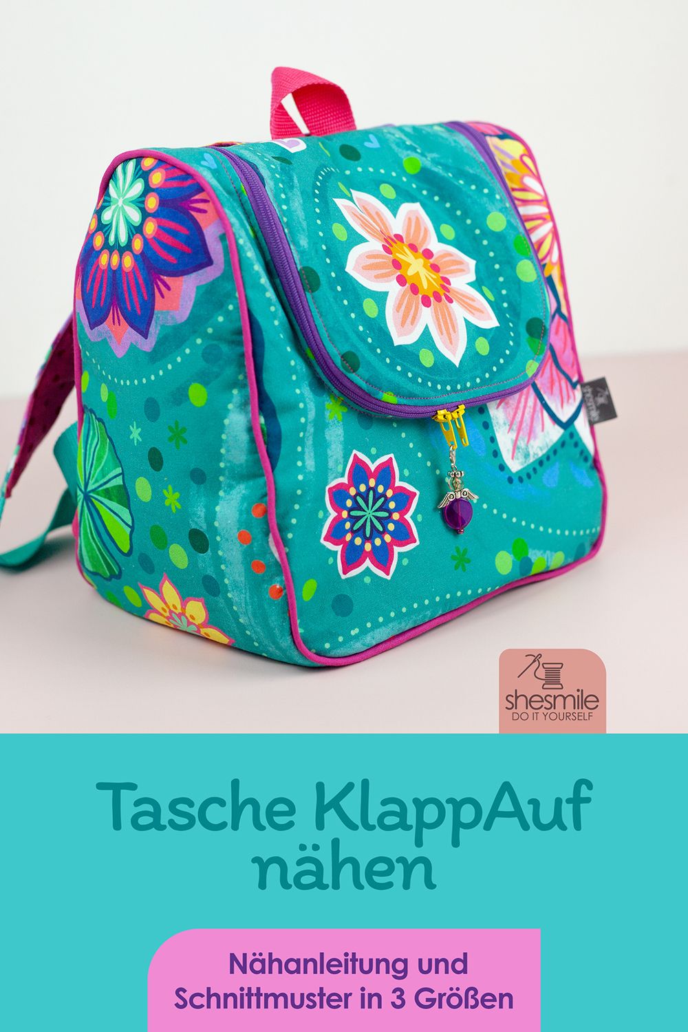 Ein Rucksack KlappAuf aus dem Seerosenstoff von Bine Brändle
