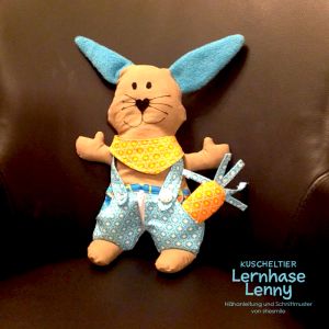 Kuscheltier Hase Lenny Lernhase, Schnittmuster und Nähanleitung von shesmile DIY.
