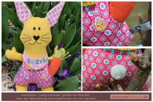 Kuscheltier Hase Lenny Lernhase, Schnittmuster und Nähanleitung von shesmile DIY.