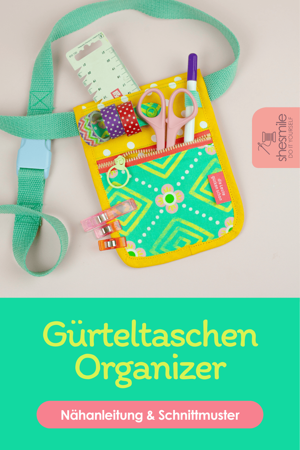 Taschenorganizer KittelKram als Gürteltasche oder Umhängetasche nähen