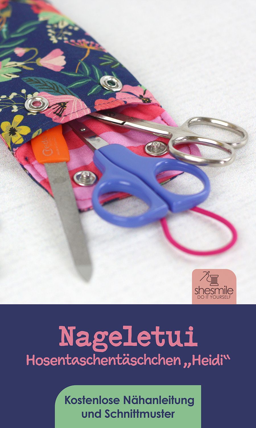 Ein Hosentaschentäschchen "Heidi" als Nageletui nähen (Eine Video-Nähanleitung)