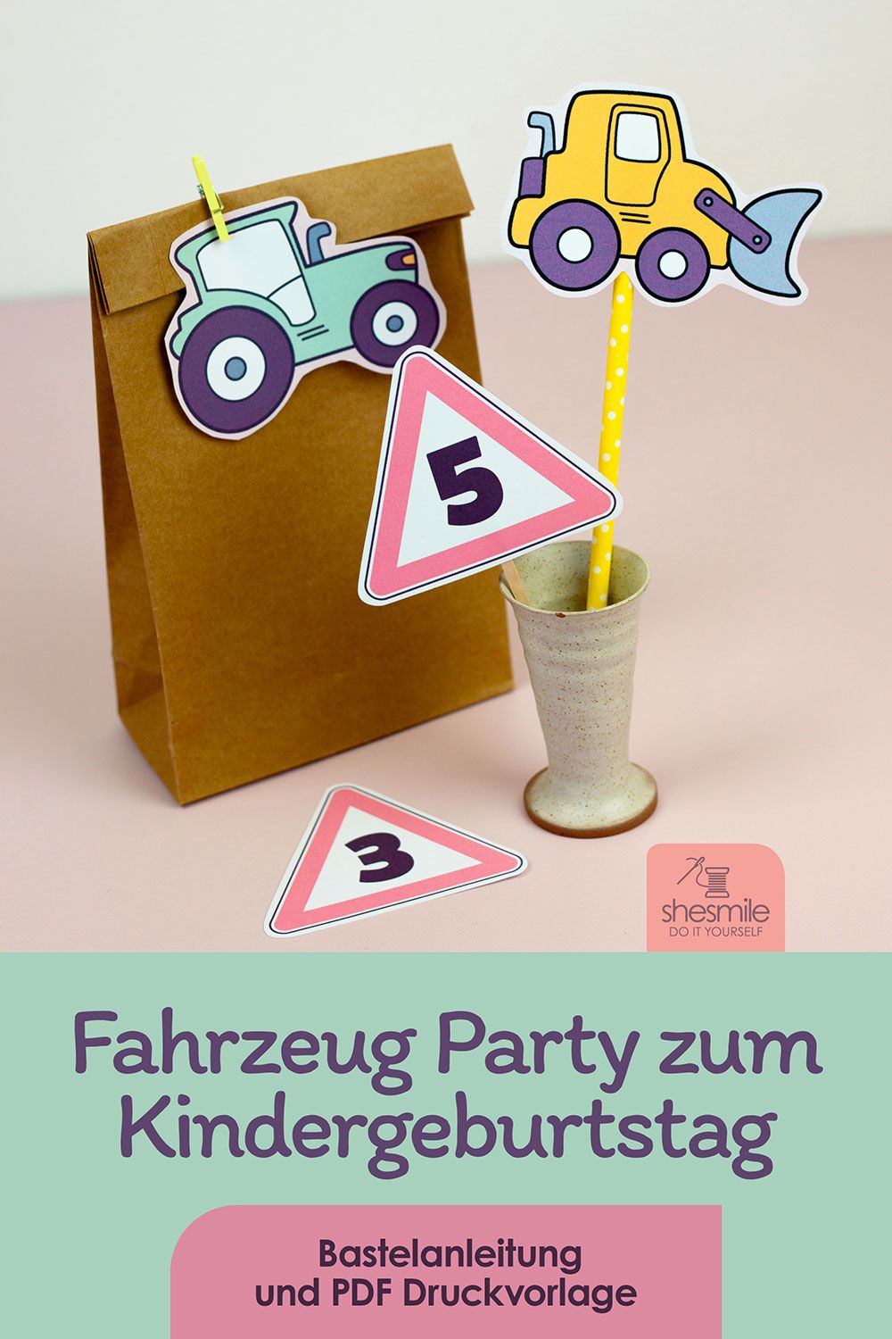 Fahrzeug-Party - Einladungskarte, Urkunde und Caketopper zum Ausdrucken
