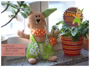 Kuscheltier Hase Lenny Lernhase, Schnittmuster und Nähanleitung von shesmile DIY.